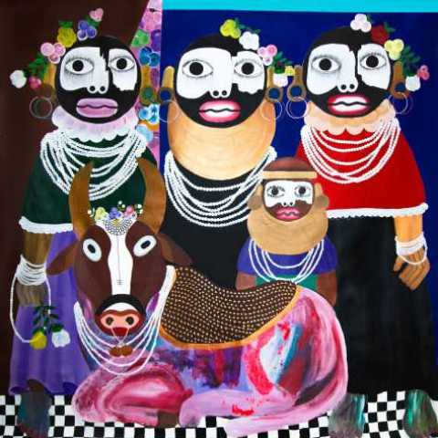 KOJO MARFO Dominion, 2023 Acrylic on canvas 79 1/4 x 77 5/8 in 201.2 x 197.2 cm